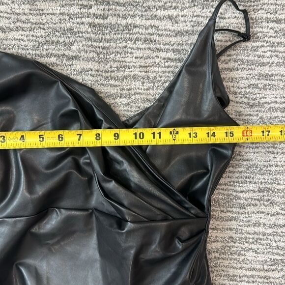 NWT L’Academie Colleen Faux Leather Midi Dress in Black Revolve Small - Picture 9 of 16